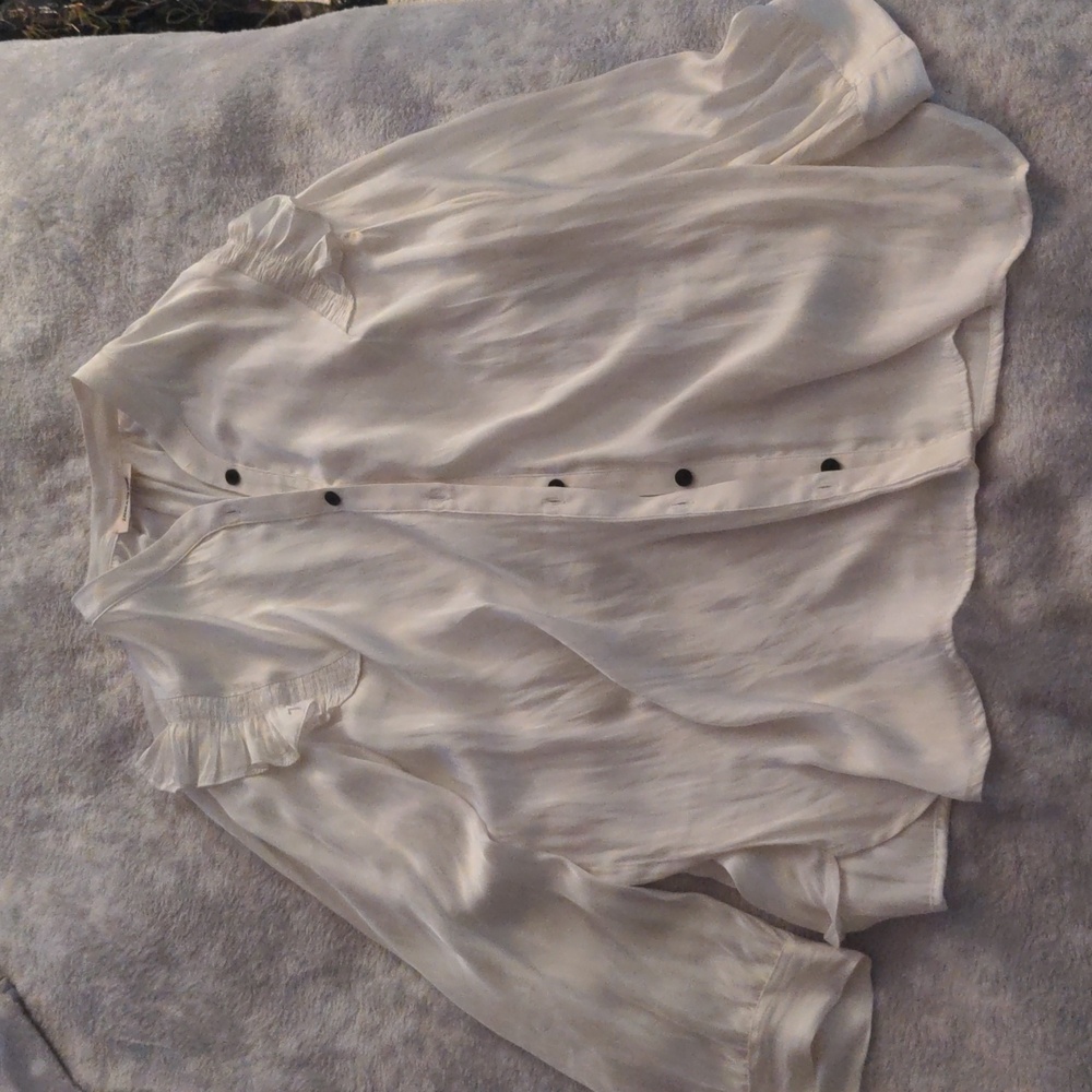 Zadig & Voltaire White Silky Button Down Blouse